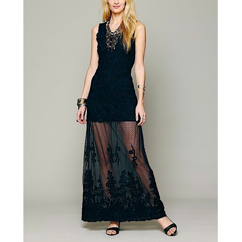 FREE PEOPLE Party Dress Intricate Long Draped Gown